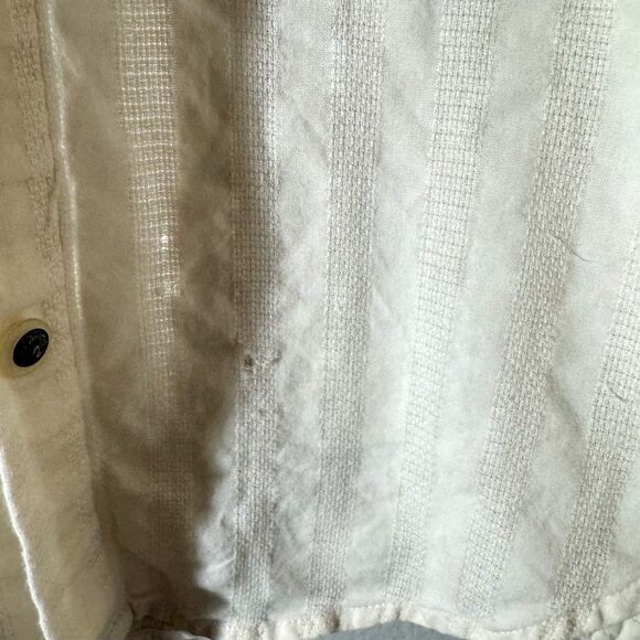 Vintage 80s/90s Petite Sophisticate Cotton Button-Down Shirt | Textured Ivory Cr - Picture 6 of 8